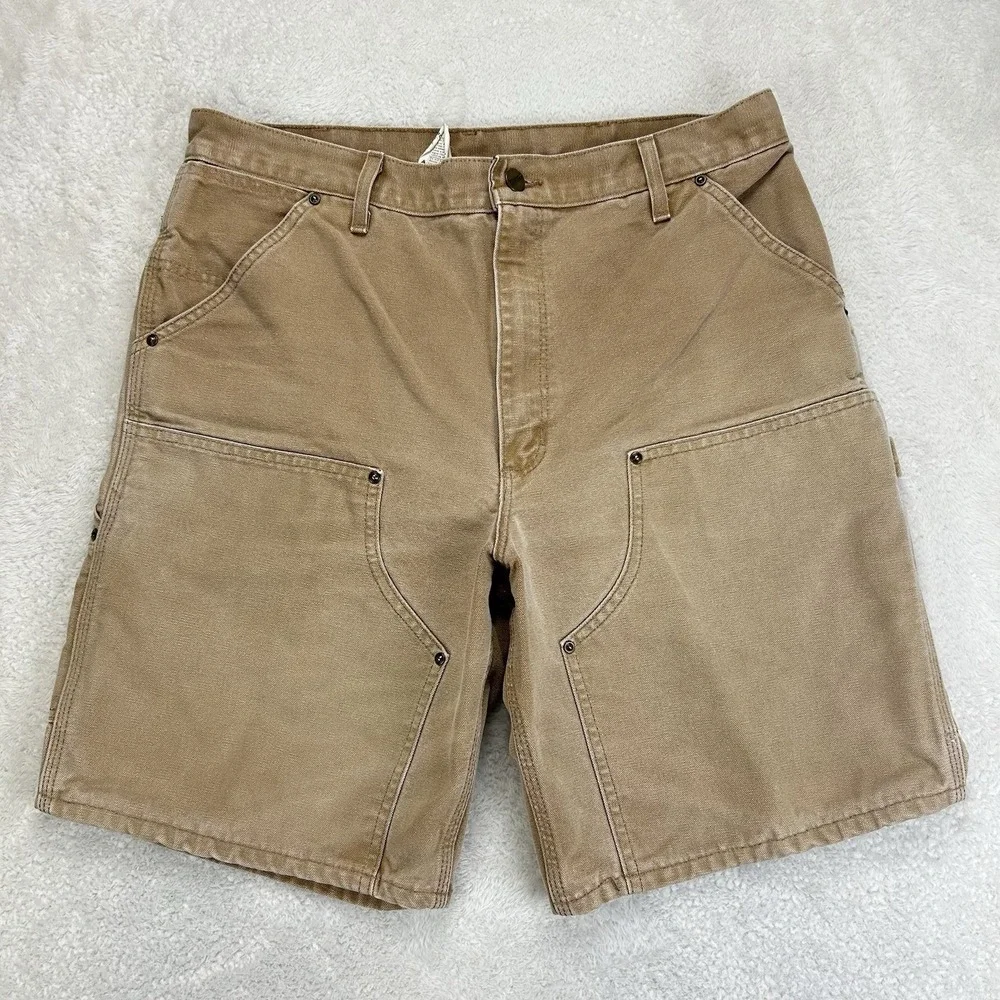 Vintage Carhartt Double Knee Carpenter Work Shorts B80 Brown 36 Made In USA